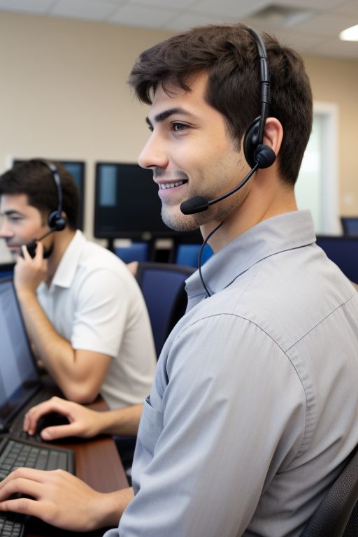 IA picture of a guy in a call center